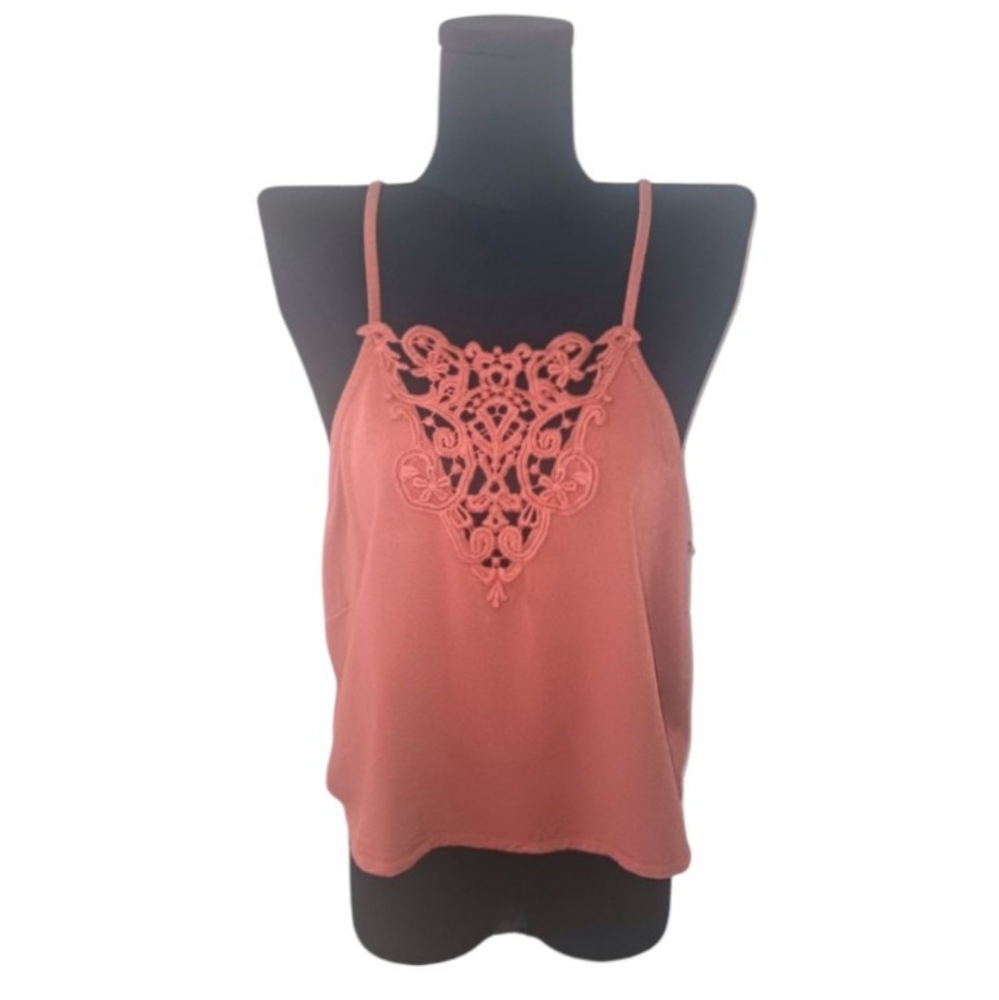 Amuse Society Crop Tank with Crochet V-Neck - Picture 1 of 5